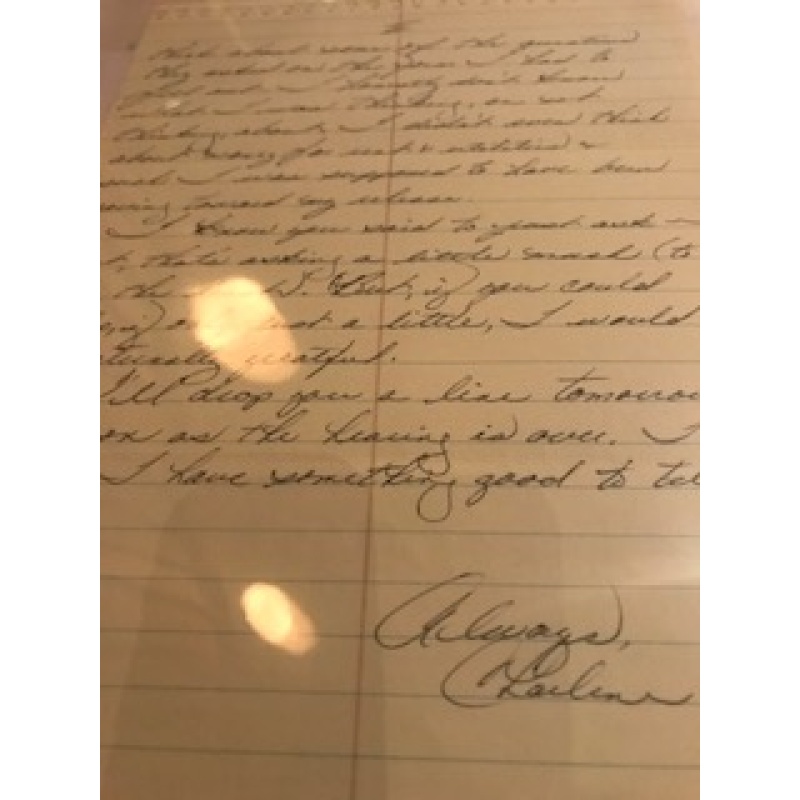 Charlene Williams Callego handwritten 2 pages letter signed Always Charlene from 1996