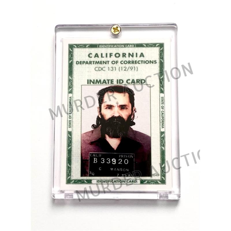 CHARLES MANSON Prison ID Card Replica In Collector’s Case