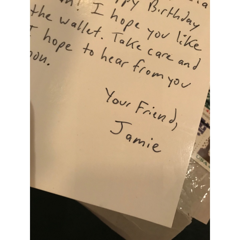 Jamie Rouse great handmade prison leather wallet with a original card and envelope from 2007