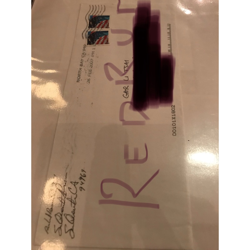 Richard Ramirez very important 2 p. Handwritten letter drawing And envelope with inserts from February 29, 2009