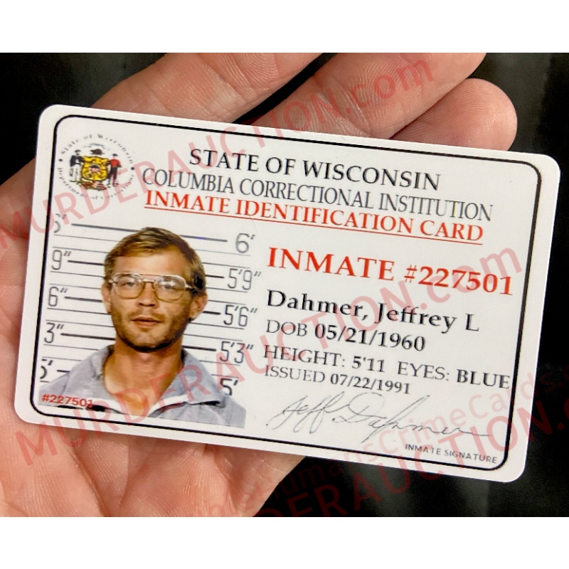 Jeffrey Dahmer “The Milwaukee Cannibal” Prototype/Novelty Inmate ID HARD PLASTIC CARD