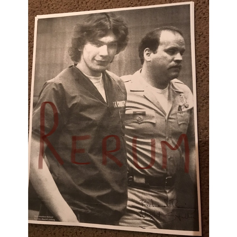 Deceased - Richard Ramirez the Night Stalker 8.5 x 11 black and white photocopy signed in full Richard Ramirez Night Stalker