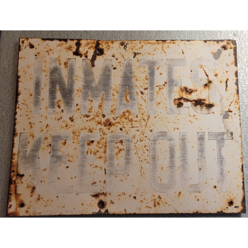 Vintage inmates keep out Indiana state prison sign