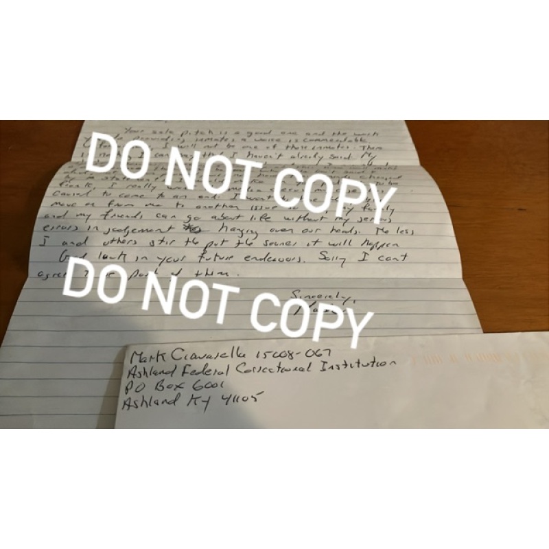 Convicted ‘cash for kids’ judge Mark Ciavarella handwritten letter envelope set