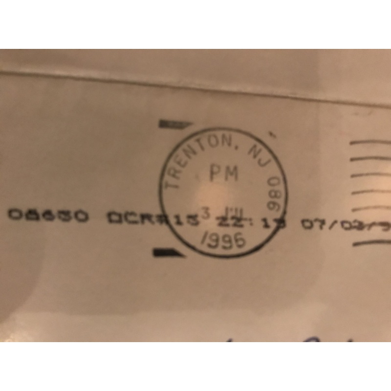 Richard Cottingham handwritten envelope from New Jersey Staye Prison 1996