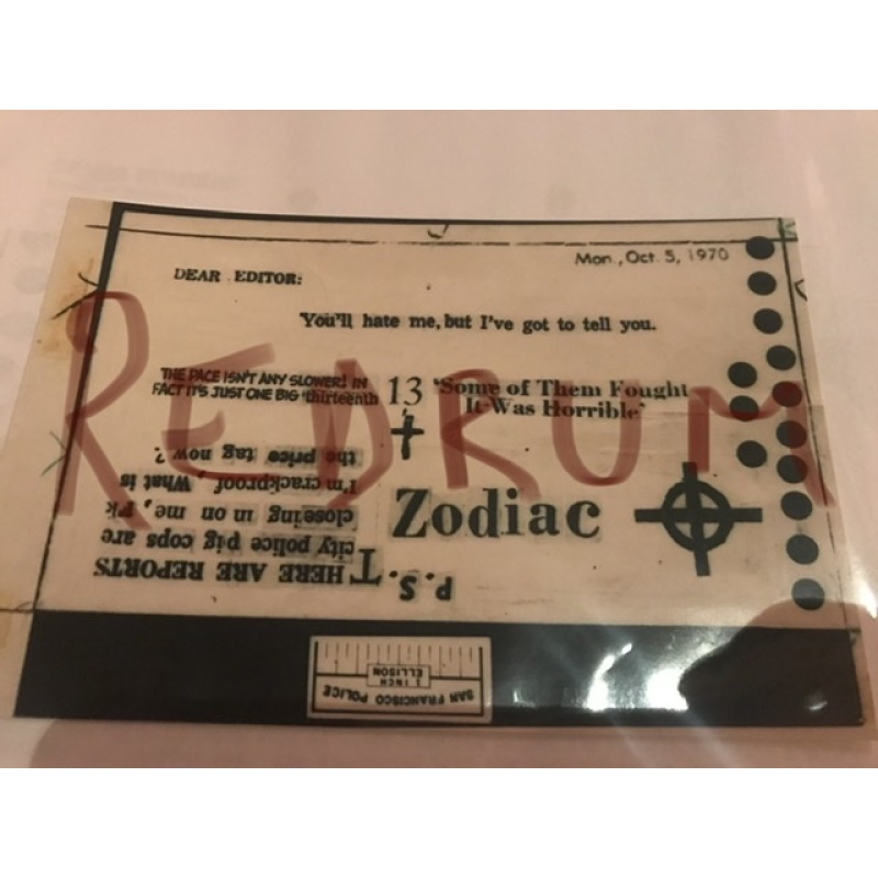 Zodiac Killer postcard 4 x 6 photograph sent on October 5, 1970