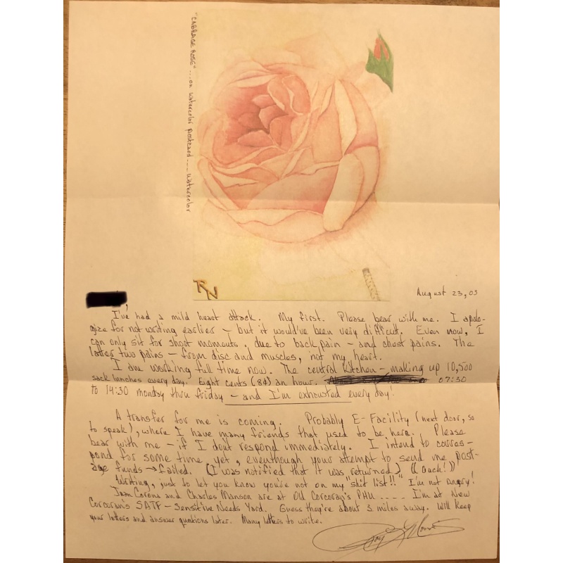 DECEASED SERIAL KILLER ROY NORRIS HANDWRITTEN LETTER/ENVELOPE SET