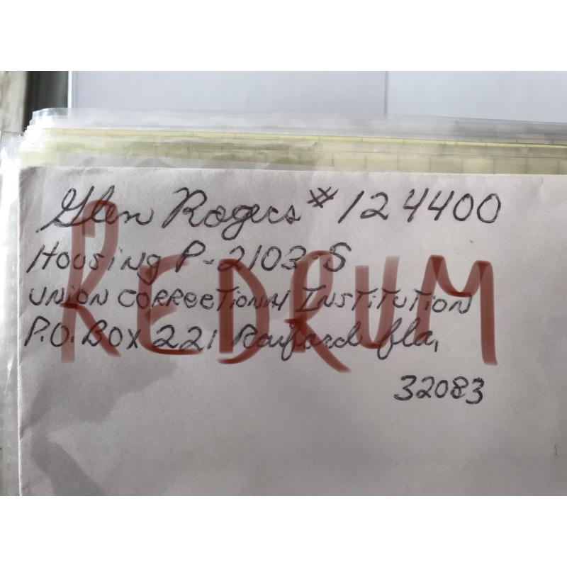 Glen Rogers handwritten envelope from Union Correctional Institution 2001