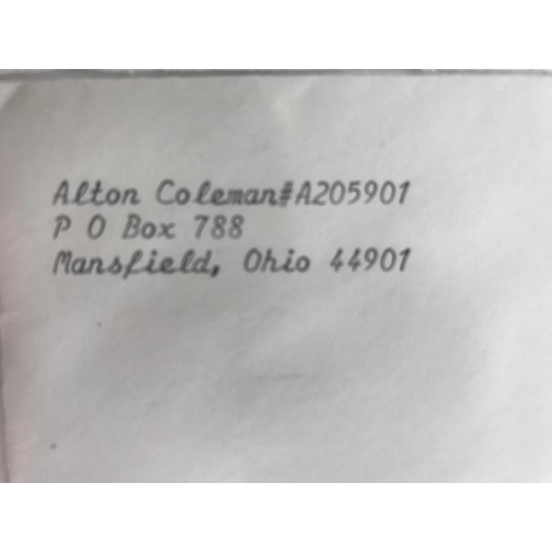 Alton Coleman typed letter with original envelope from 2001