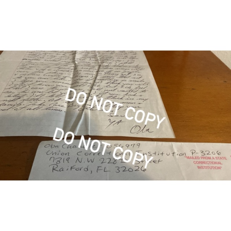 Executed convicted serial and mass murderer Oba Chandler handwritten letter envelope set