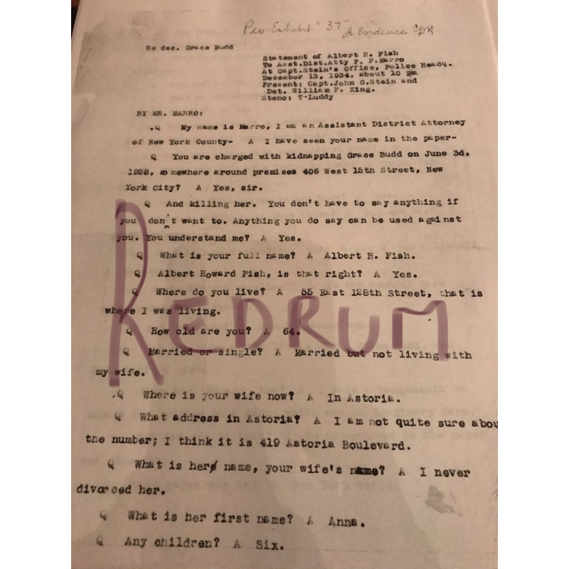 Albert Fish statement on 16 pages from December 13 , 1934