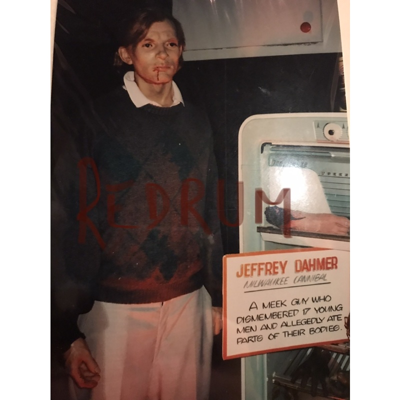 Jeffrey Dahmer set of 2 photographs from the crime and criminal wax museum in Niagara Falls Ontario from 2005