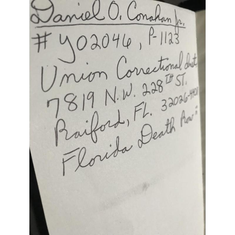 Daniel Conahan personal New Testament bible from Union Correctional Institution Florida