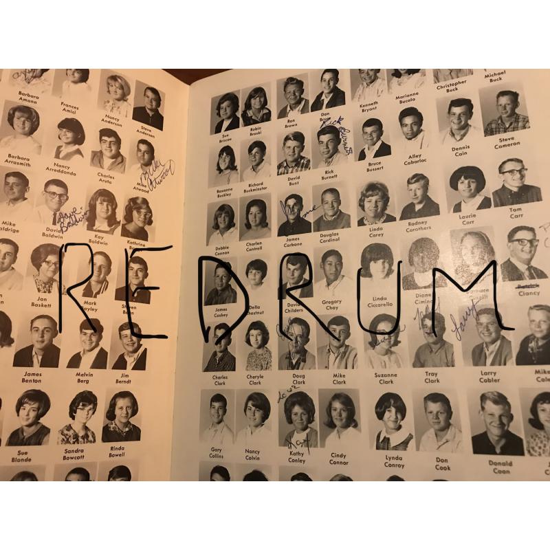 Susan Atkins  Leigh High School yearbook  with hundreds of messages and signatures from 1965
