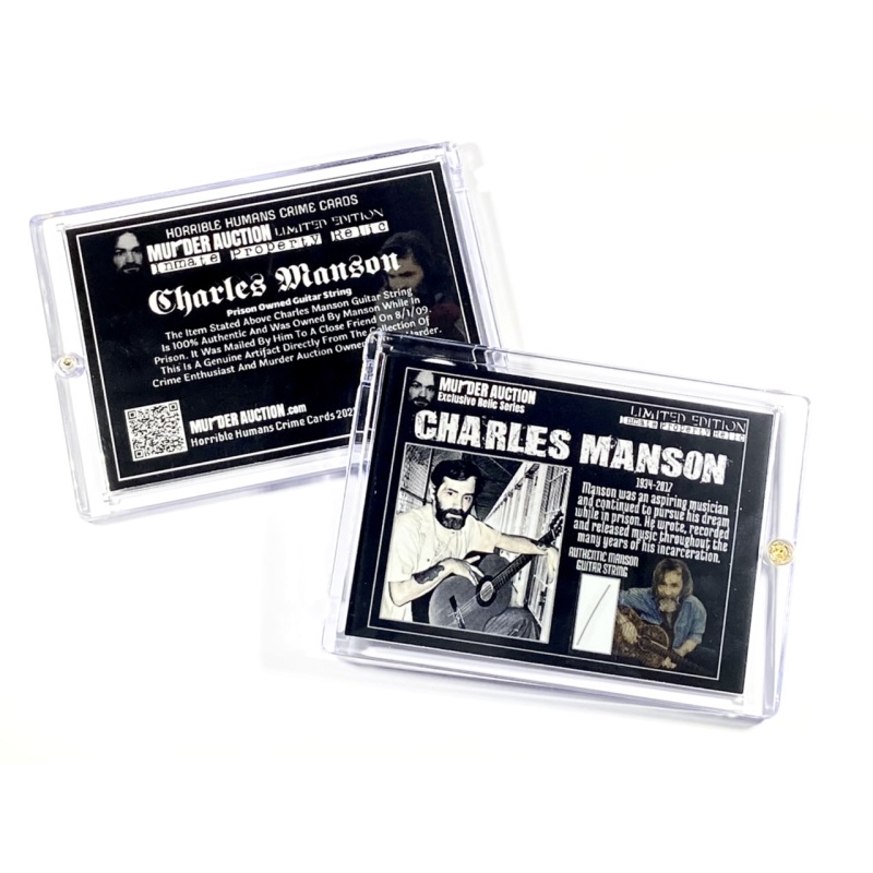 CHARLES MANSON Authentic Guitar String Relic Card In Case MURDER AUCTION EXCLUSIVE