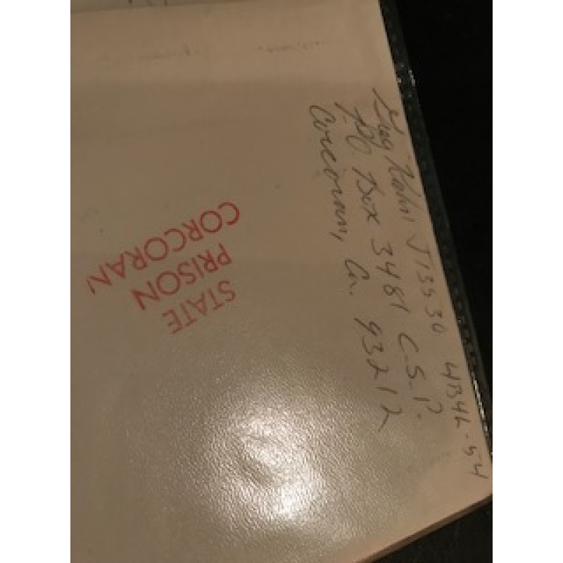 Greg Kuhn handwritten Corcoran prison envelope with numerous lines penned by him from 2008