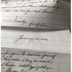 SERIAL KILLER JERRY MARCUS 2 PAGE HANDWRITTEN LETTER