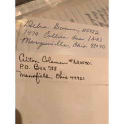 Deceased- Alton Coleman and Debra Brown handwritten envelopes set signed in full from 1996
