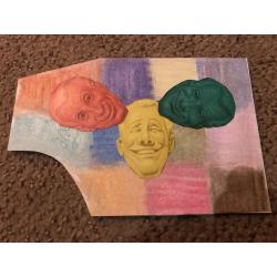 Deceased - Roch Thériault pastel artwork with 3 faces from 2007