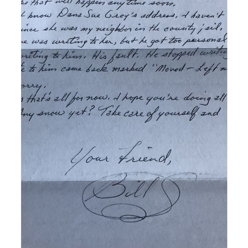 SERIAL KILLER BILL SUFF HANDWRITTEN LETTER