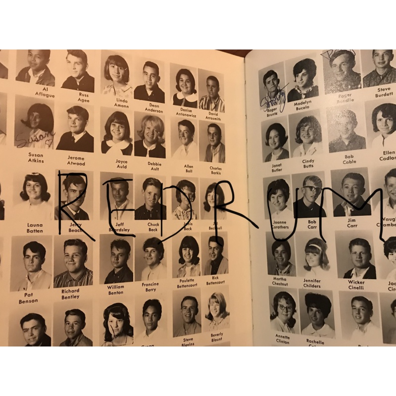 Susan Atkins  Leigh High School yearbook  with hundreds of messages and signatures from 1965