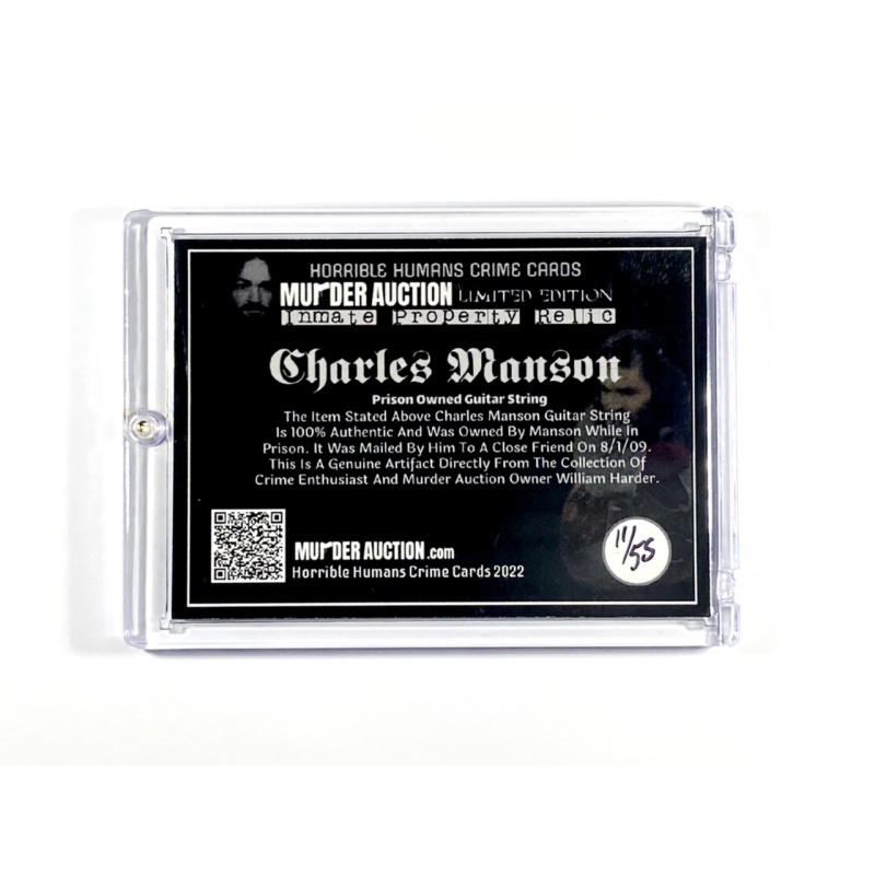 CHARLES MANSON Authentic Guitar String Relic Card In Case MURDER AUCTION EXCLUSIVE