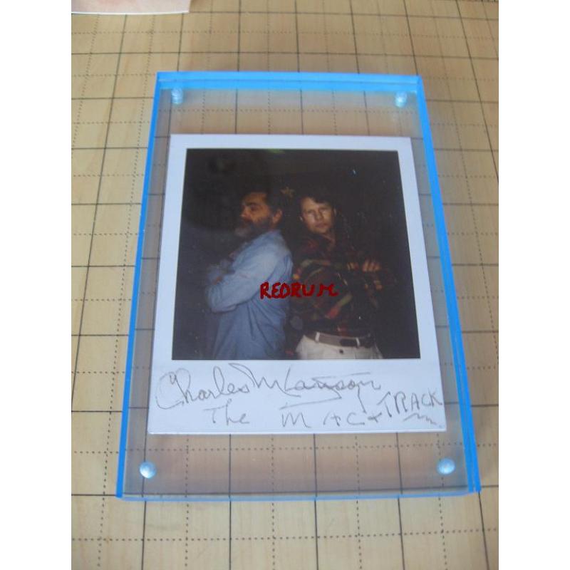 Charles Manson THE MAC AND TRACK original signed beautiful polaroid from 1995