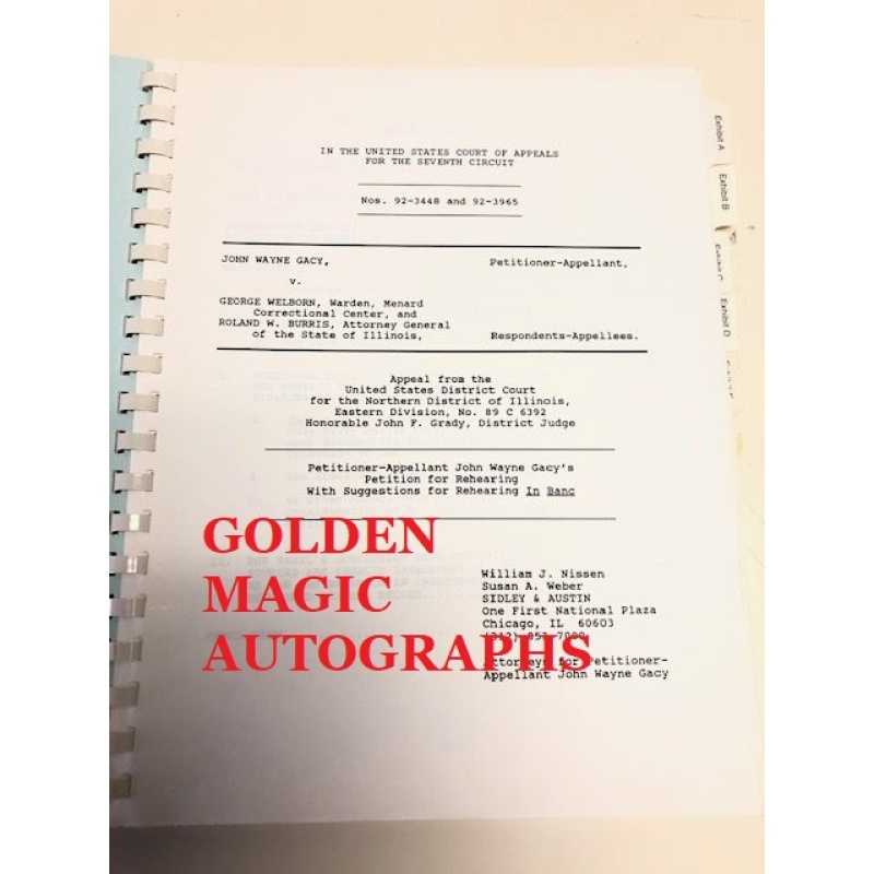 JOHN WAYNE GACY SIGNED APPEAL! DATED 5-2-93