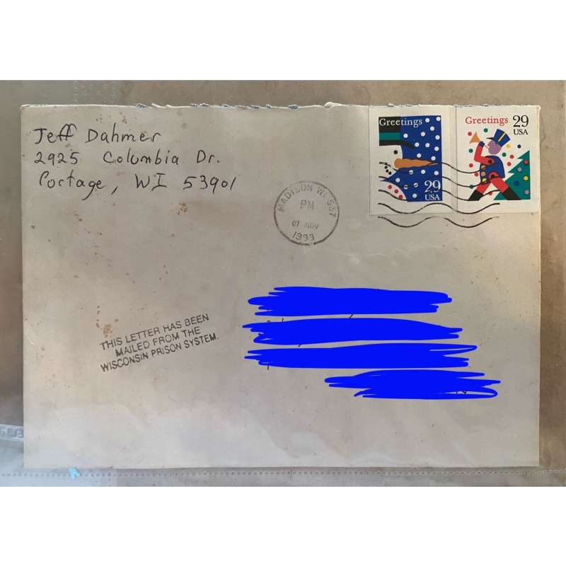 Jeffrey Dahmer SIGNED ENVELOPE from 1993