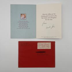 JOHN WAYNE GACY SIGNED CHRISTMAS CARD & ENVELOPE 1989