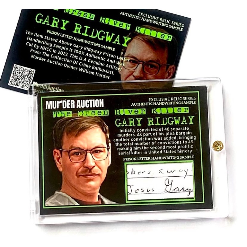 GARY RIDGWAY “The Green River Killer” Authentic Prison Letter Cut Signature Relic Card In Collector’s Case
