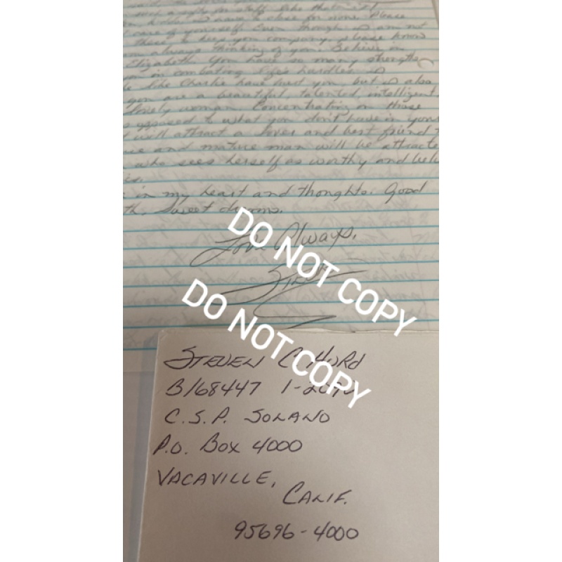 Deceased convicted double murderer Steven Hurd handwritten 8 page letter envelope set