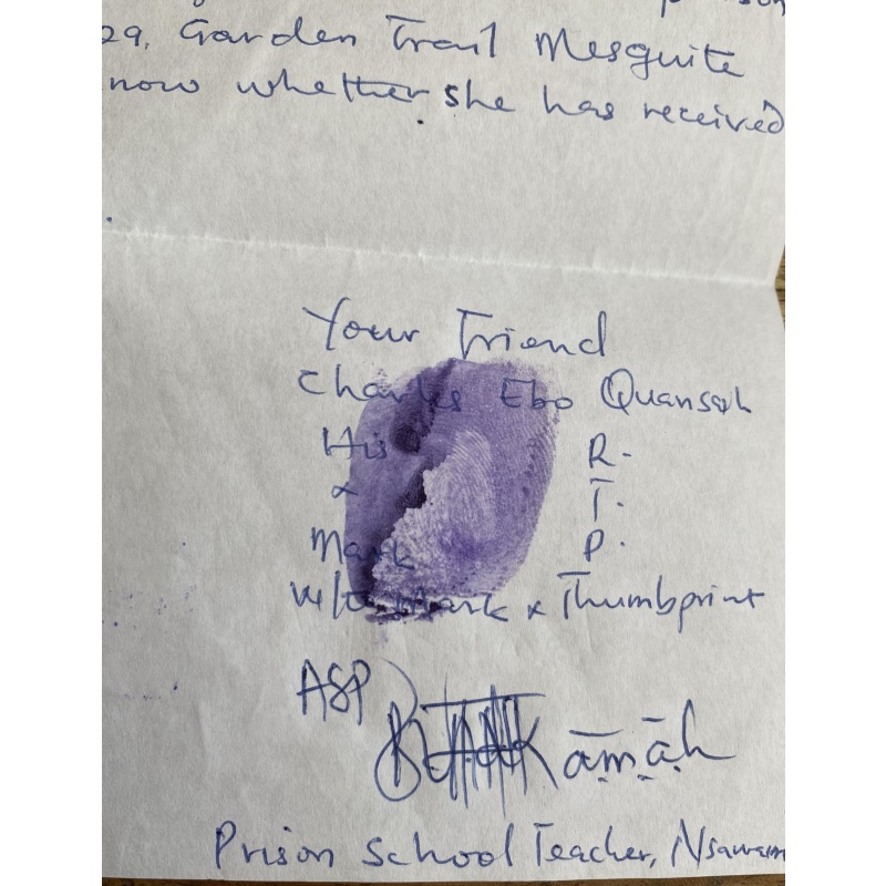 GHANA SERIAL KILLER CHARLES QUANSAH HANDWRITTEN LETTER/ENVELOPE SET