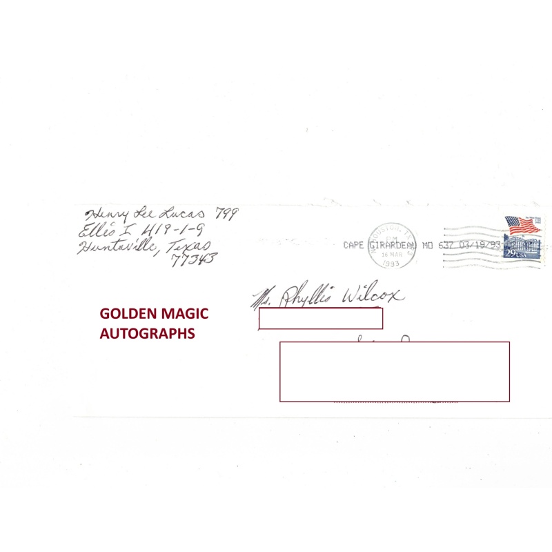 HENRY LEE LUCAS SIGNED 2 PAGE LETTER WITH ORIGINAL ENVELOPE