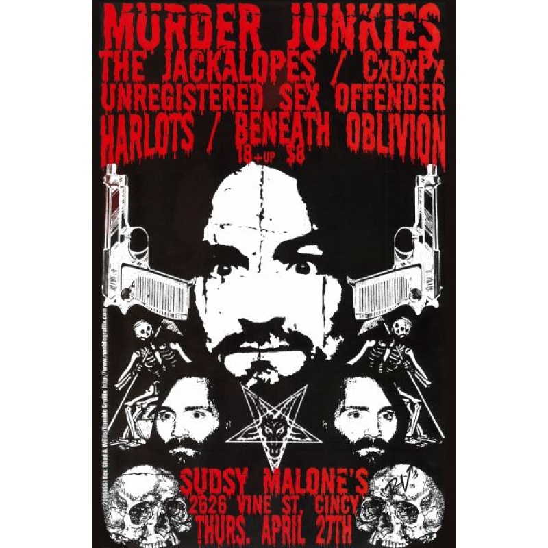 MURDER JUNKIES CHARLES MANSON CONCERT POSTER CINN. SHOW