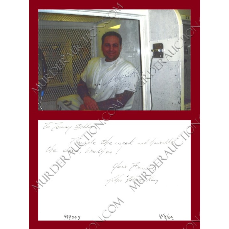 John King photo inscribed to Tommy Lynn Sells 6/1/2009