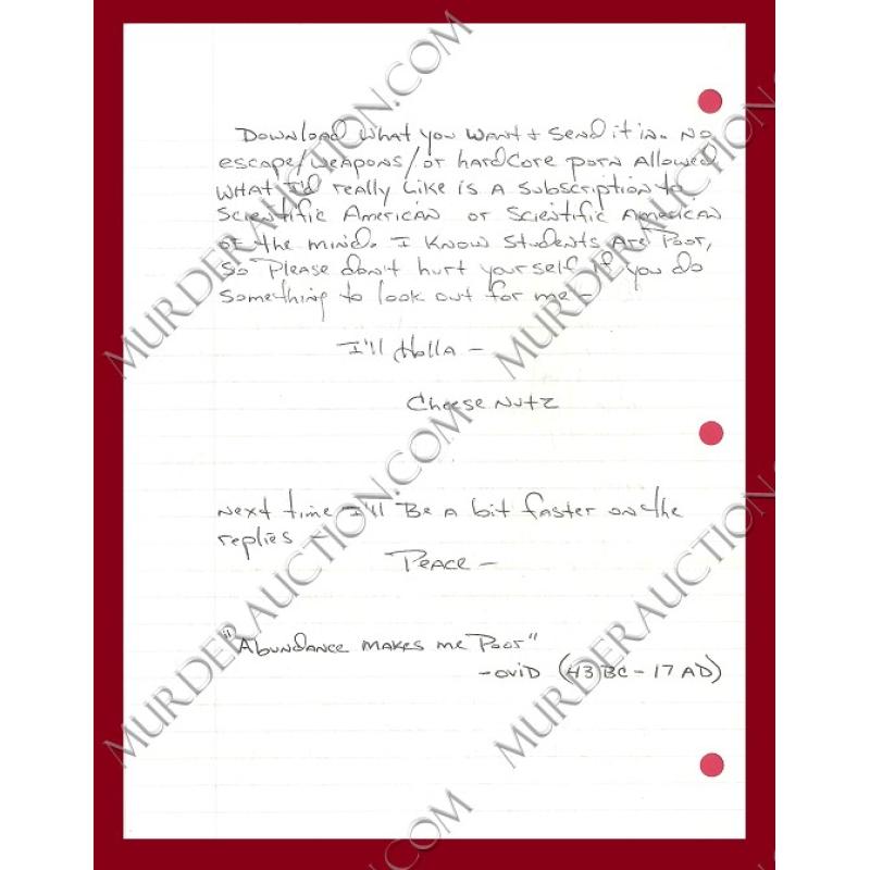 Brian Dugan letter/envelope 2/21/2012