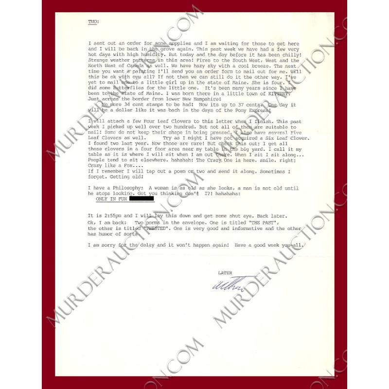 Arthur Shawcross letter/envelope 7/7/2002 DECEASED