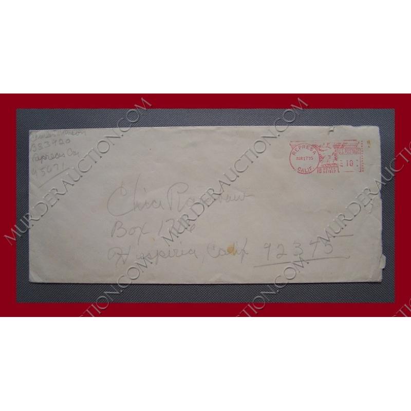 Charles Manson letter/envelope 3/17/1975 DECEASED