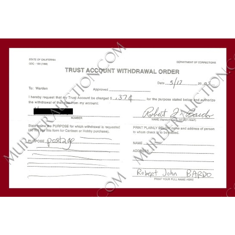 Robert Bardo Trust Account Withdrawal Order 5/17/2005