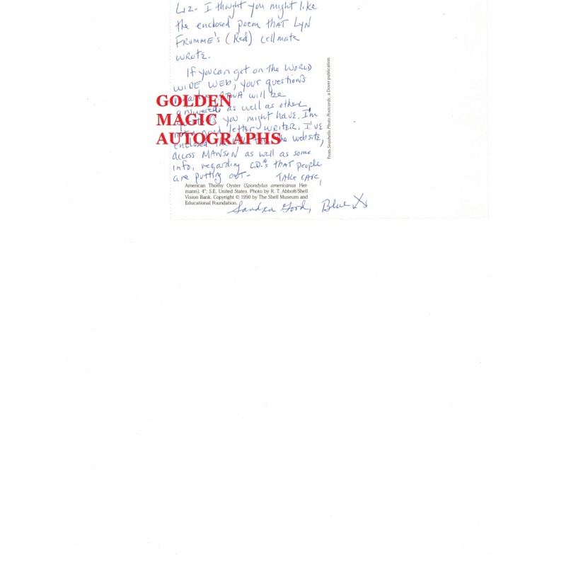SANDRA GOOD - MANSON FAMILY - SIGNED CARD WITH PIC WITH NICK BOUGAS