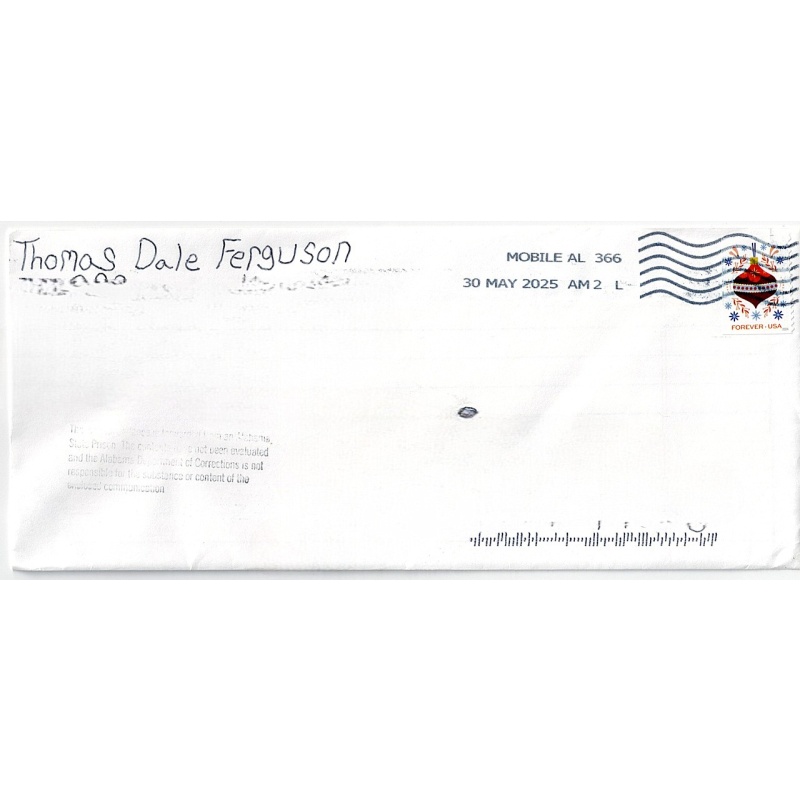 THOMAS DALE FERGUSON | On Death Row for 27 Yrs | Robbery-Motivated Double Homicide of Harold and Joey Pugh | Autographed Letter Signed