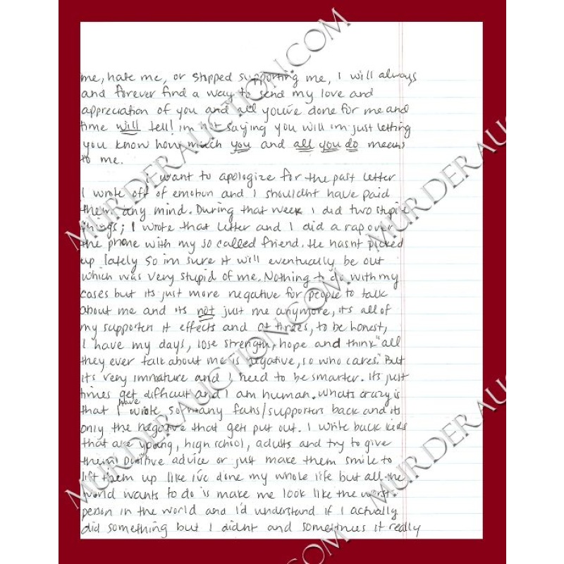 Aaron Hernandez letter/envelope 2/13/2016 DECEASED