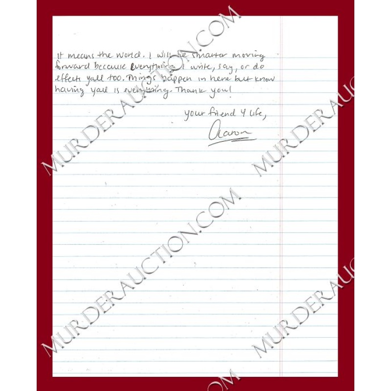 Aaron Hernandez letter/envelope 2/13/2016 DECEASED