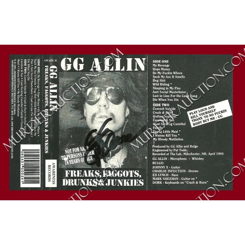 GG Allin autographed cassette tape insert DECEASED