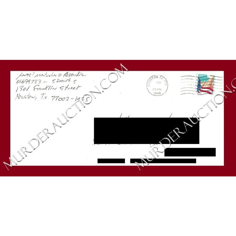 Angel Reséndiz letter/envelope 12/29/1999 EXECUTED