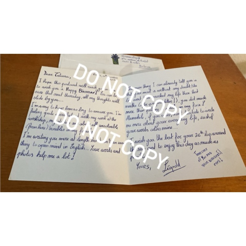 Convicted Belgian released triple murderer Léopold Storme handwritten greeting card envelope set