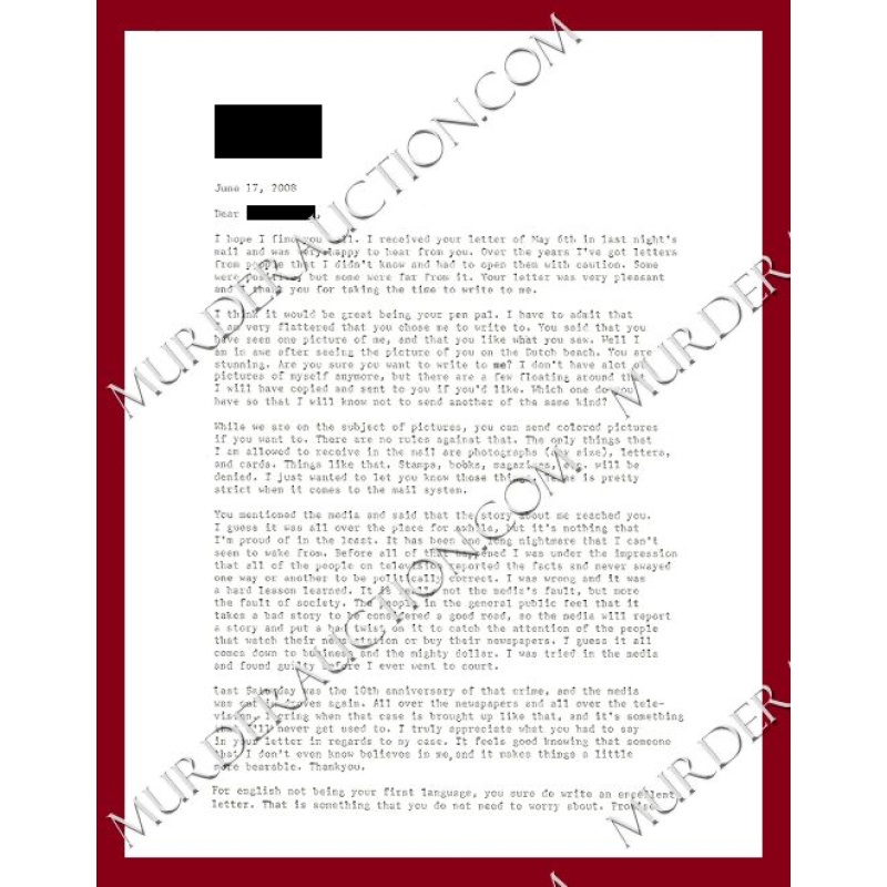 Shawn Berry photo with letter/envelope 6/17/2008