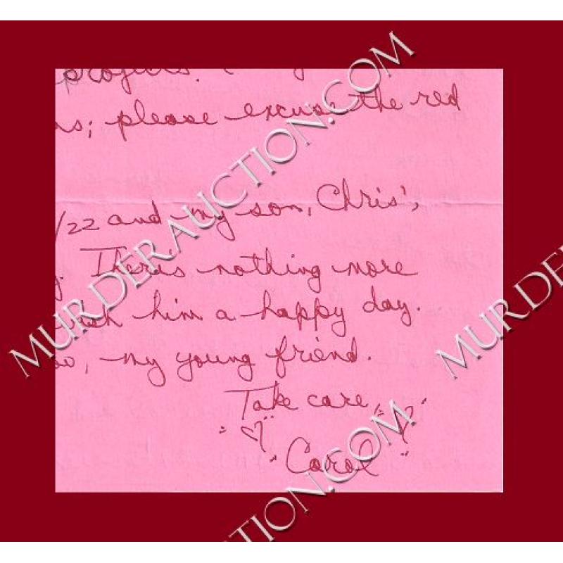 Carol Bundy letter/envelope 5/16/1997 DECEASED