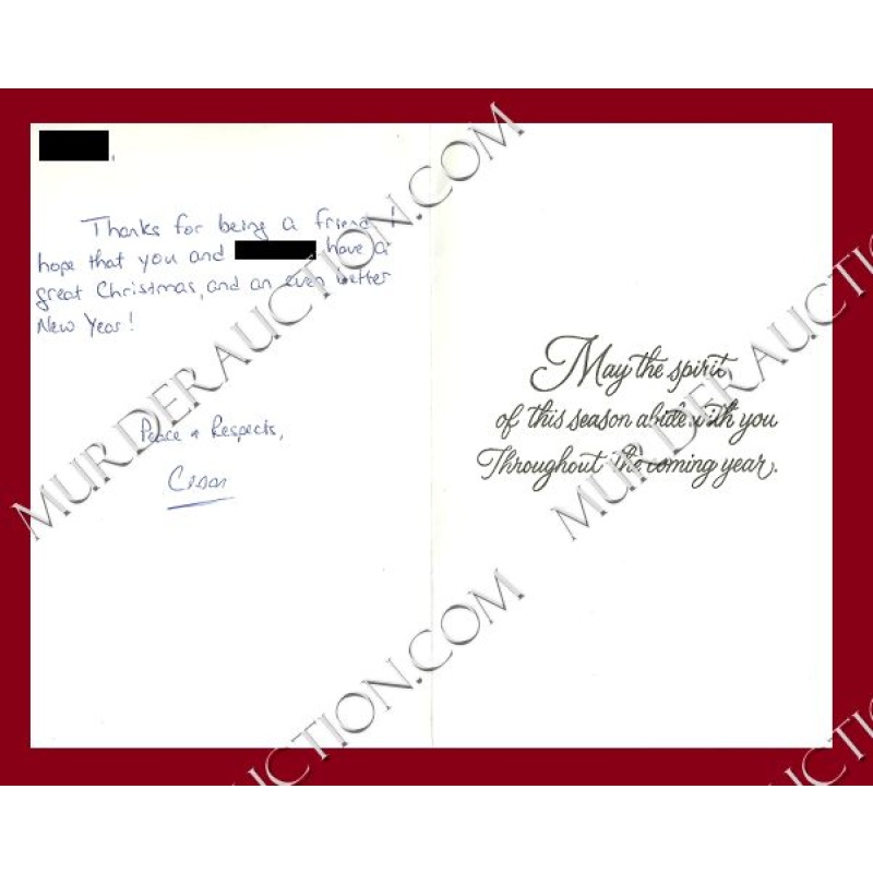 Cesar Barone Christmas card/envelope 12/11/2006 DECEASED